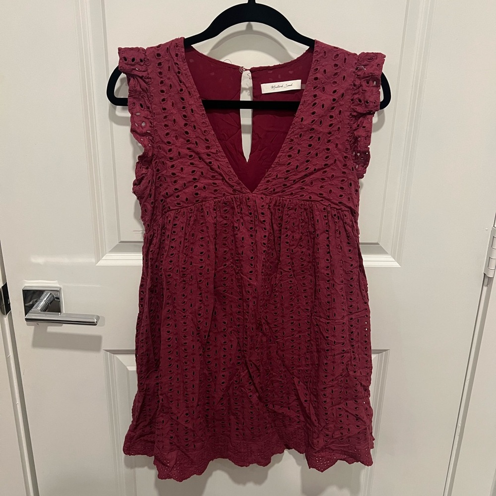 Maroon Eyelet Romper/Dress
Size Small